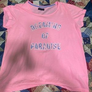 a pink, short sleeve shirt!